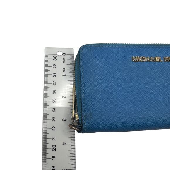 Michael Kors Blue Zip Around Wallet - Picture 7 of 8